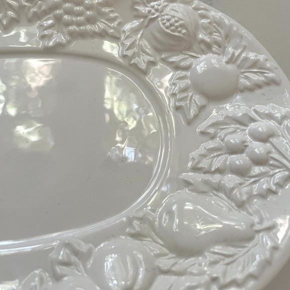 Vintage Gibson Designs Fruitful 10in White Oval Serving Platter - Picture 4 of 10